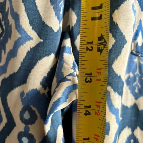 Zara Womens Bloggers Favorite Satin Printed Pants Blue Size Medium - Picture 3 of 13